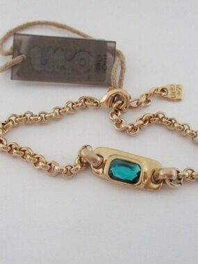 UNO DE 50 - Green Crystal Chain Bracelet